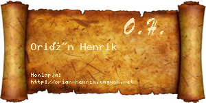 Orián Henrik névjegykártya